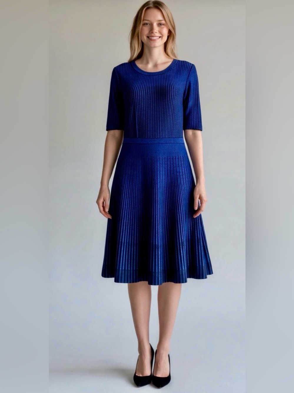 Tahari by Arthur S. Levine Ribbed Fit-and-Flare Knit Dress Size XL